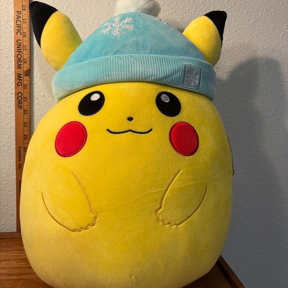 NWT Pokemon Nintendo 2024 Holiday 20" Pikachu w Winter Hat Squishmallow - Picture 1 of 7